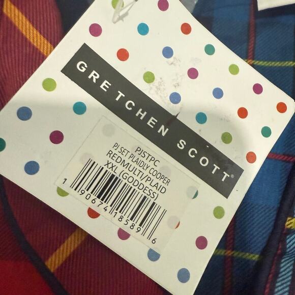 NWT Gretchen Scott Designs Plaidly Cooper Pj Set Red Multi Plaid Size XXL - Picture 4 of 6